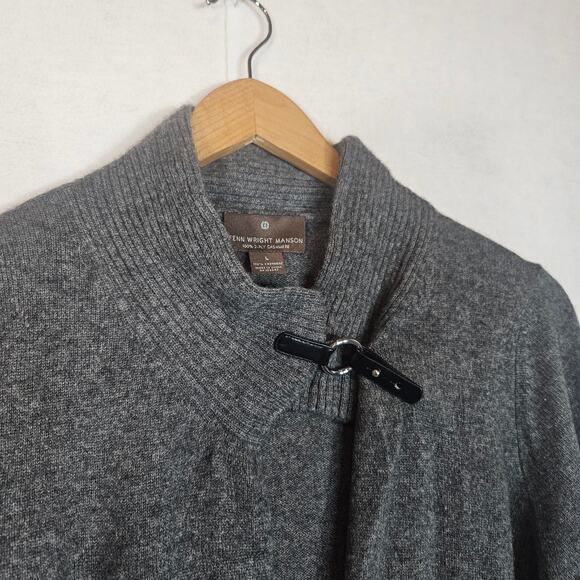 Fenn Wright Manson 100% Cashmere Gray Cardigan with Faux Leather Buckle - Picture 2 of 7